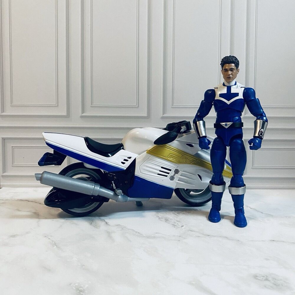 Hasbro Power Rangers Lightning Time Force Blue Ranger And Cycle Incomplete - Picture 7 of 7
